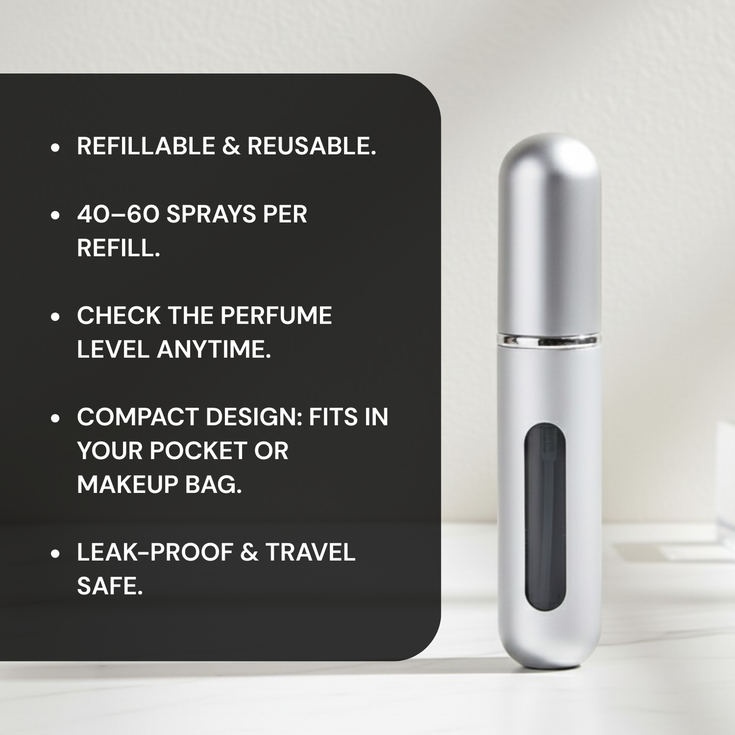 miniscent - Mini Refillable Perfume Atomizer 5 ml – Portable Travel Spray Bottle with Window & Leak-Proof Design