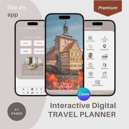 Premium Travel Planner Template | Mobile Itinerary App | Canva Editable | Travel Agency Client | Digital Itinerary | Summer Trip